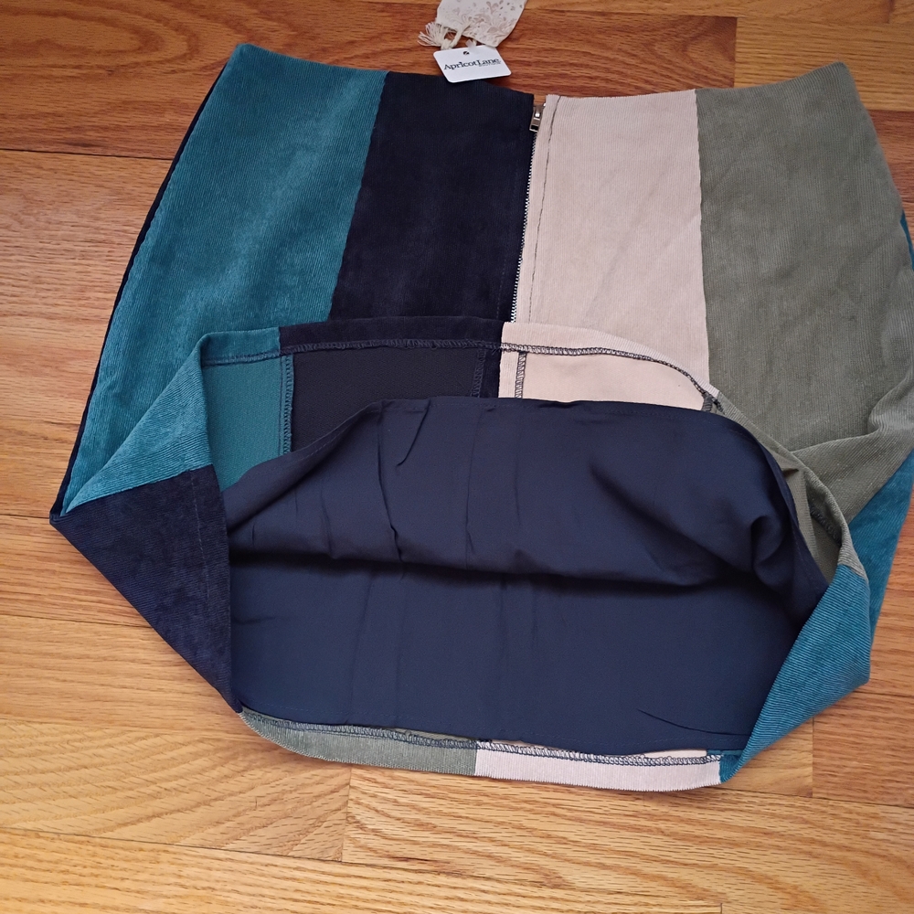 Hem & Thread Mini Skirt Spring  Colorblock Corduroy Zipper Closure Medium - Picture 12 of 15